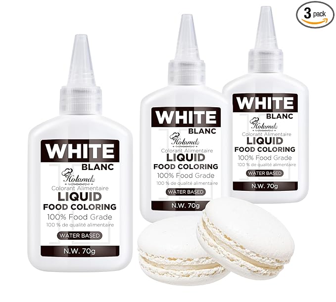 Food Coloring Liquid White, 70g x 3 Food Grade Vibrant Food Dye, Concentrated Liquid Food Coloring Kit Set for Baking, Cake Decorating, Fondant, Easter Egg, Icing and DIY Supplies Kit, Tasteless