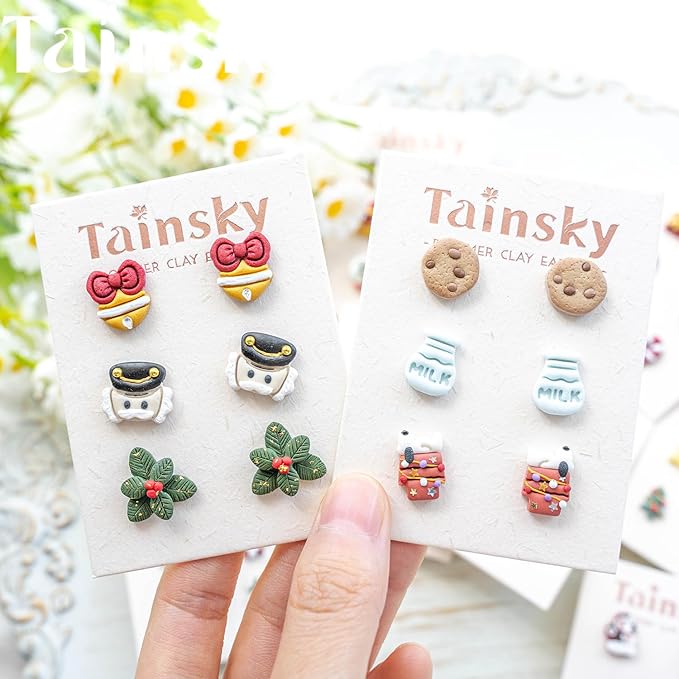 Tainsky Christmas Polymer Clay Cutters, 49 Shapes Christmas Studs Clay Earrings Cutters (Studs)