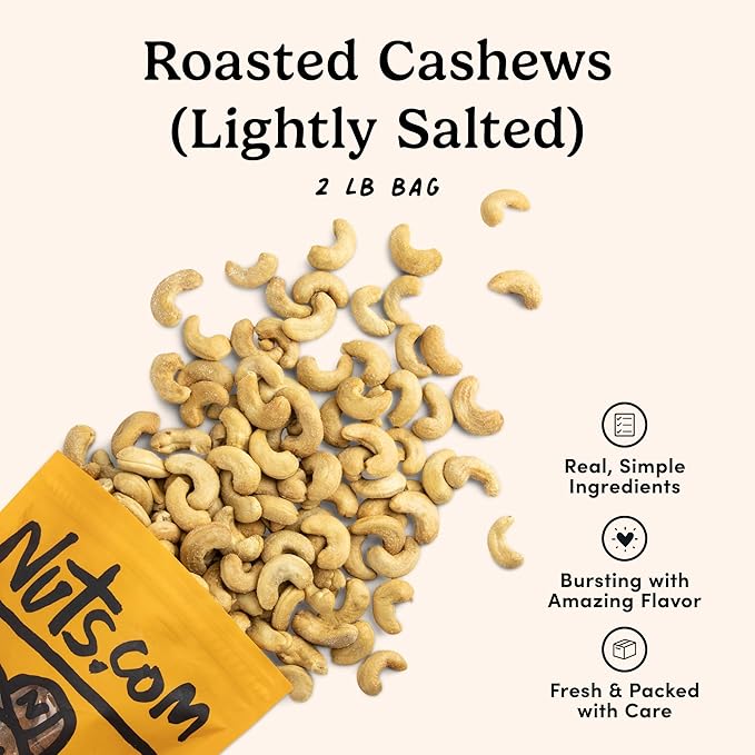Roasted Cashews (Lightly Salted, 2lb) & Roasted Pepitas (Salted, No Shell, 2lb) – Vegan, Gluten-Free Snacks – Rich in Protein, Fiber, Calcium, Iron, & Healthy Fats – Ideal for On-the-Go & Home Snacks