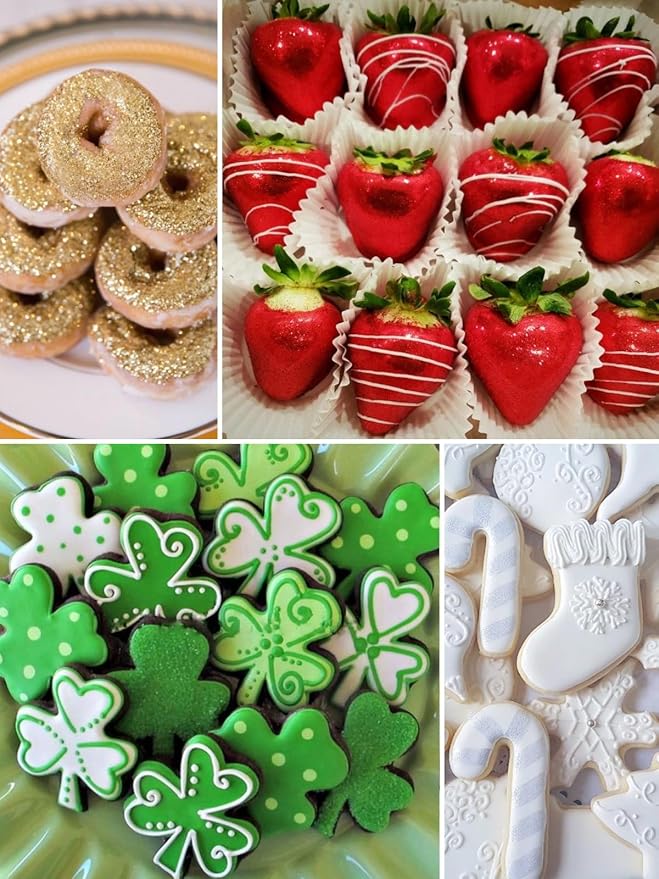 Edible Glitter for Drinks Cakes Decoration Chrismas Set - Food Grade Shimmer Luster Glitter Dust Edible Glimmer Powder for Strawberries, Sprinkle on Sparkle, Chocolate, Cookie, Cupcake, Cocktail, Vegan