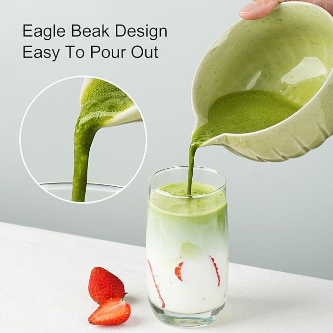 Matcha Whisk Set - 8PCS Japanese Tea Set Includes Matcha Bowl, Bamboo Whisk with Ceramic Holder, Bamboo Scoop, stainless steel sifter, tea towel, handle scoop,Matcha Kit for Ceremony(White/8PC)