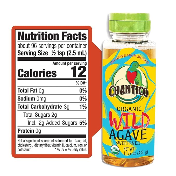 Chantico Agave Organic Sweetener (333g of each, 4 pack, Wild), Diabetes-friendly, Vegan Sugar substitute, Easy addition to tea, coffee and baked goods, Non-GMO, Kosher