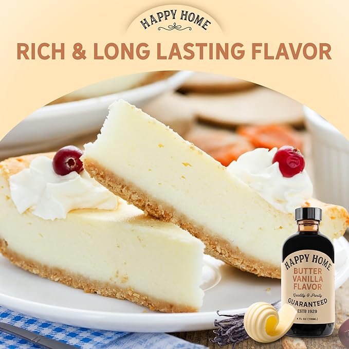 Happy Home Premium Natural Butter Vanilla Flavor - Certified Kosher, 4 oz.