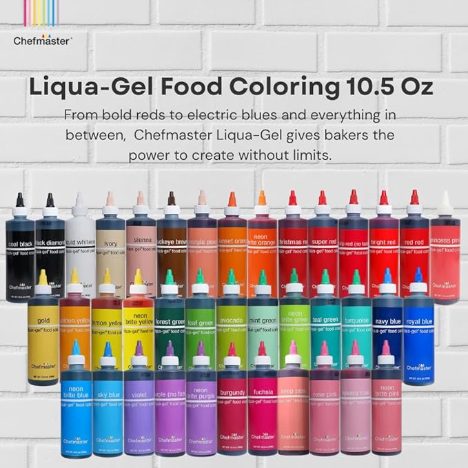 Chefmaster Lemon Yellow Liqua-Gel Food Coloring | Vibrant Color | Professional-Grade Dye for Icing, Frosting, Fondant | Baking & Decorating | Fade-Resistant | Easy-to-Use | Made in USA | 10.5 oz