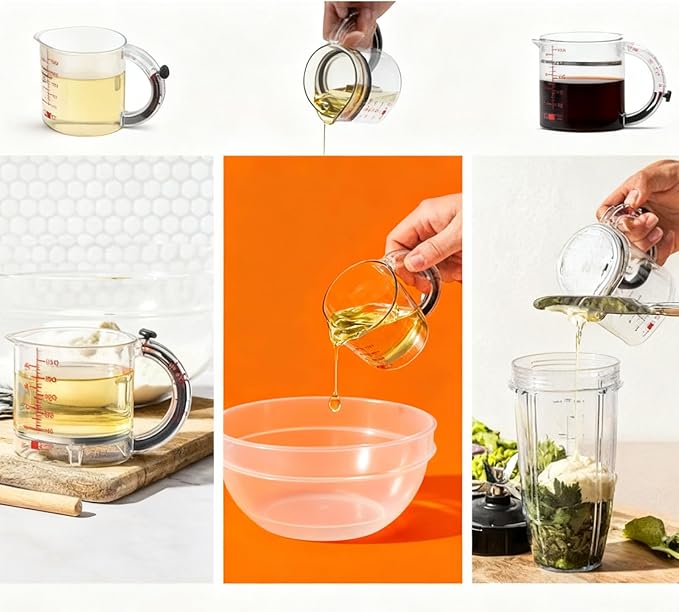 4-in-1 Adjustable Measuring Cup - Multi-Functional Up Cup Measuring Cup, With Adjustable Base & Scraper-Style Seal Base, Reusable Cup for Liquid & Dry Ingredients (1PC)