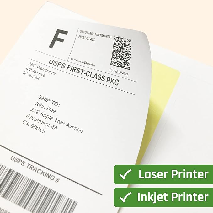 40 Sheets - Sticker Paper for Printer, Printable White Labels for Inkjet and Laser Printing - 8.5" x 11"