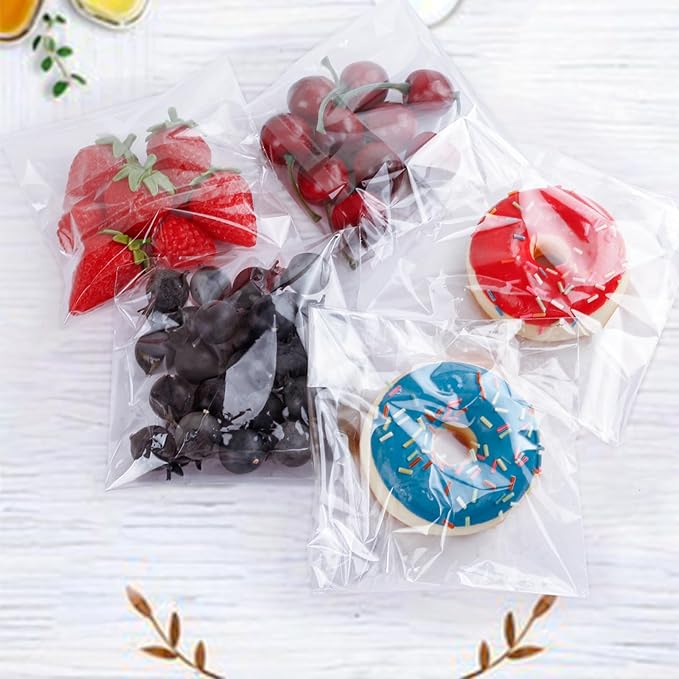 300PCS Clear Self Sealing Cellophane Bags - Cookie, Candy & Bread Bags (5x7 Inches)