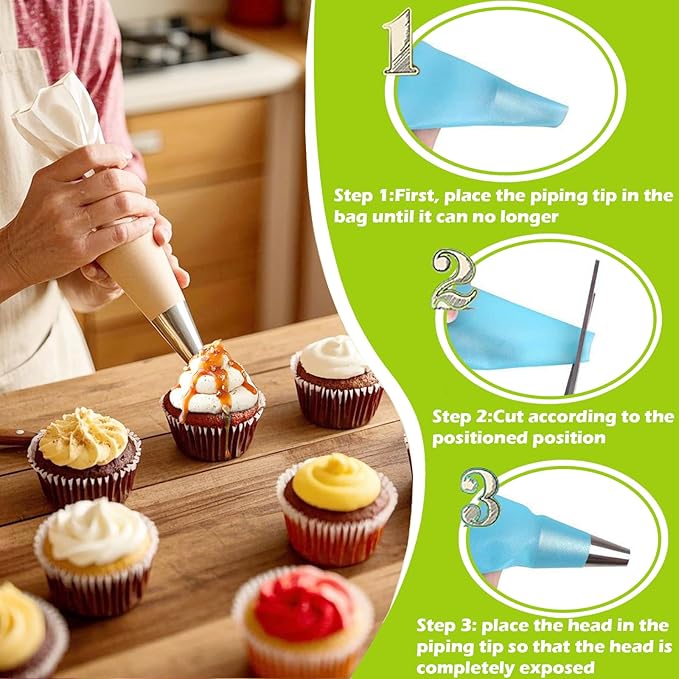Suuker 5 Pieces Round Piping Tips, Cake Decorating Tips, Frosting Icing Tips for Cupcakes, Cake, Cookie and Decorating（1A 2A 803 R16L R18L）