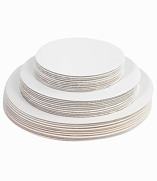 ONE MORE 30-Pack White Cake Board Rounds,Circle Cardboard Round Base 6,8 and 10 inch, Disposable Coated Cake Plate 10 of Each Size