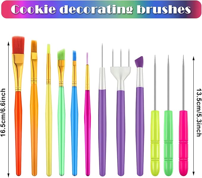 Boao 15 Pieces Cake Decorating Tool Set Cookie Decoration Brushes Cookie Scriber Needles Sugar Stir Needle for Cake Fondant Decoration Supplies