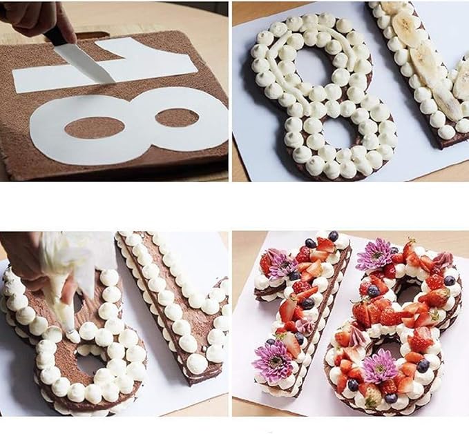 RAYNAG 0-8 Number Cake Stencils Flat Plastic Templates Cutting Number Mold 16 Inch Numerical Stencils for DIY Numbers Cakes/Cookies