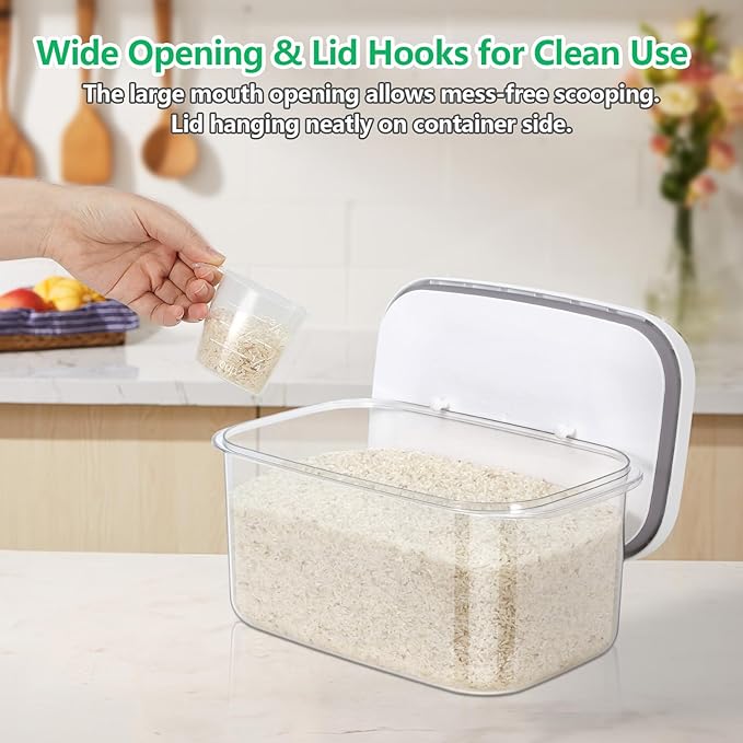 Airtight Flour Container 6.34 QT, Clear PET Plastic Food Storage Container Bin with Pop Up Lids For Rice Flour Sugar, Dry Food Holder for Kitchen Pantry Organization and Storage