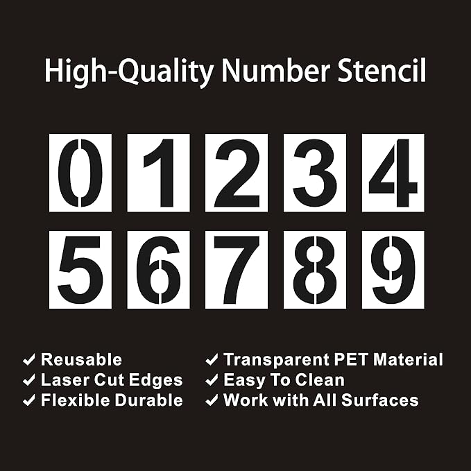6 Inch Number Stencils Plastic Number Stencils Reusable Digital Painting Templates for Cake Stencil Address Templates