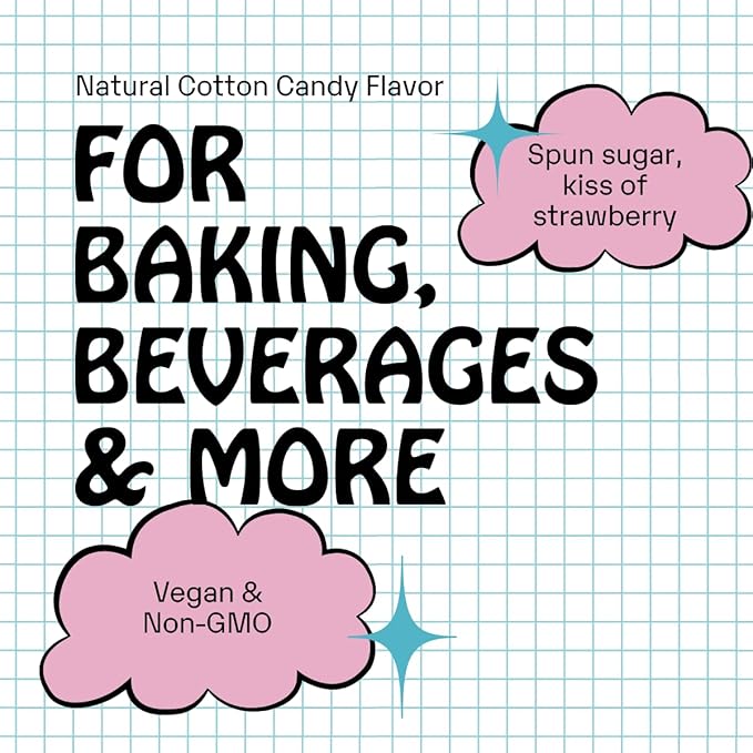 Supernatural Natural Flavors, Cotton Candy Clouds - Vegan, Non-GMO, Non-Synthetic, Unsweetened, Concentrated. 30ml/1oz.