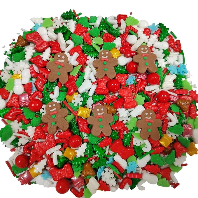 Homankit Christmas Sprinkles for Cake Decorating Edible Gingerbread Man Sprinkle Mix Cake Cupcake Toppers Cookie Dessert Decorations 3.53 Ounces