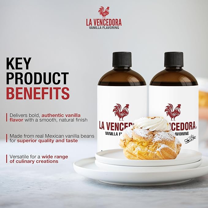 La Vencedora Mexican Vanilla Extract 3 Pack – 8 fl oz Bottles – Traditional Vanilla Flavoring for Baking, Cooking & Desserts – Vegan, Glutten Free, Natural Process, Made in Mexico
