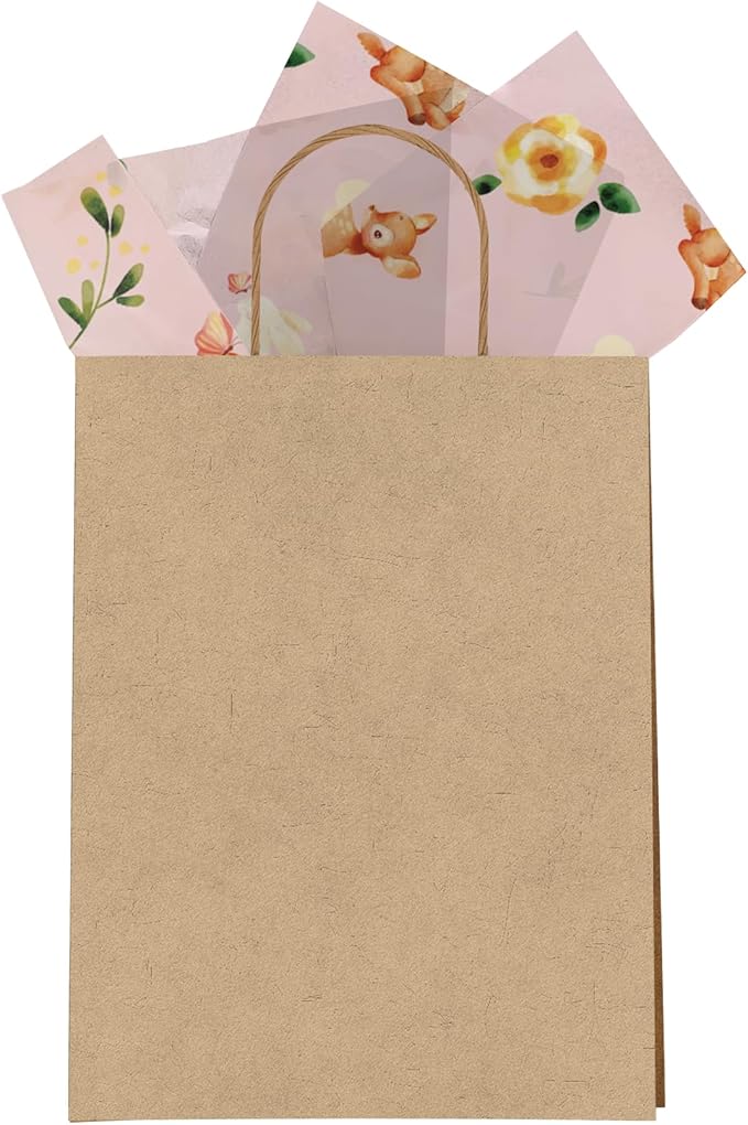 Pro Supply Global Bambi Deer Printed Tissue Paper for Gift Bags or Boxes and Wrapping - Baby Shower Bulk Decorative Art Tissue Paper for Packaging and Gifting | 24 Sheets 20" x 30"
