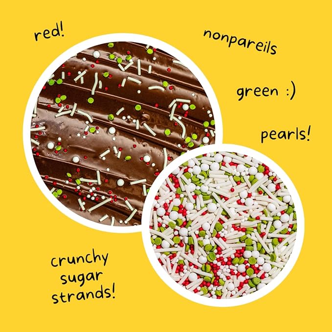 Jingle Pop! Natural Nonpareil Christmas Sprinkles by Supernatural, No Artificial Dyes, Soy Free, Gluten Free, Vegan, 3oz