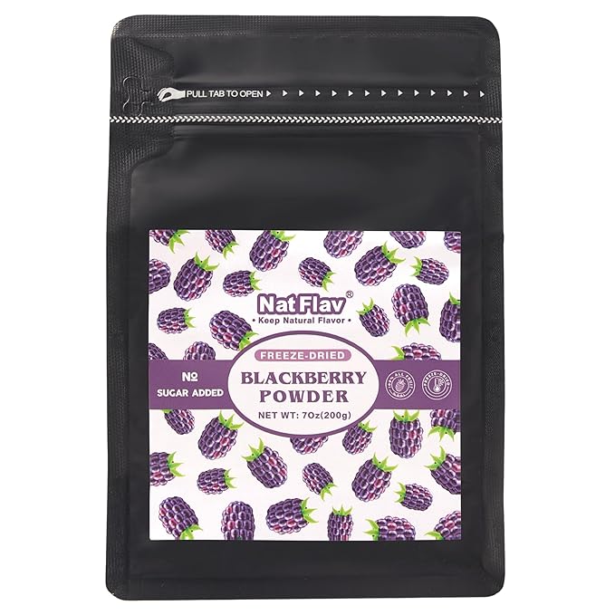 NAT FLAV Freeze Dried Blackberry Powder – 100% Natural, No Added Sugar, No Additives | 7oz | Vibrant Superfood for Smoothies, Baking & Natural Coloring