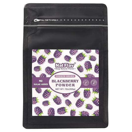 NAT FLAV Freeze Dried Blackberry Powder – 100% Natural, No Added Sugar, No Additives | 7oz | Vibrant Superfood for Smoothies, Baking & Natural Coloring