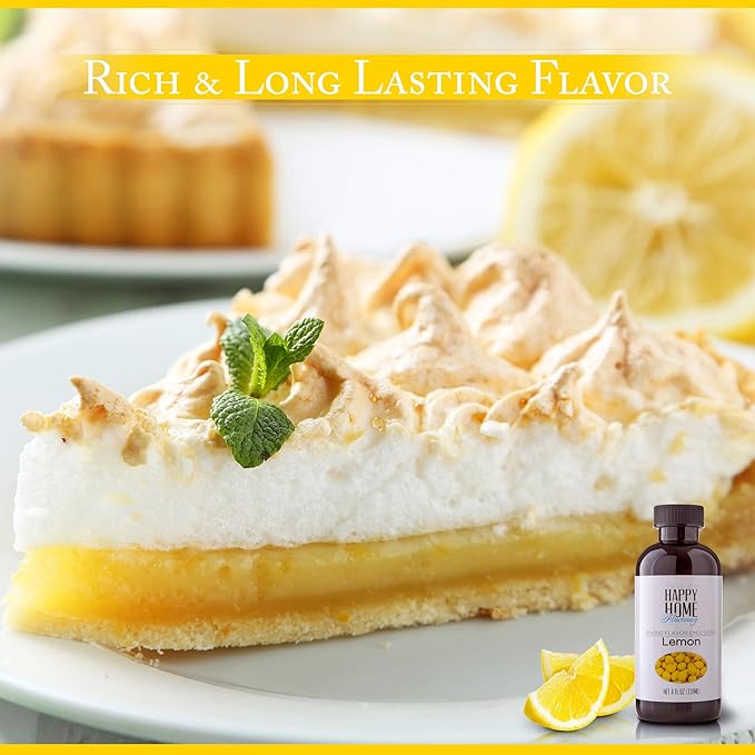 Happy Home Flavoring Natural Lemon Baking Flavor Emulsion - Certified Kosher, 4 oz.