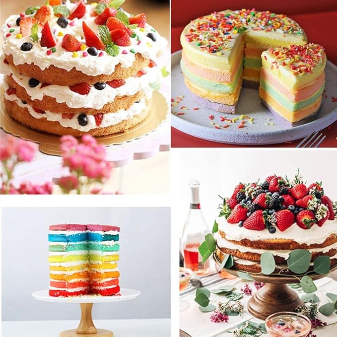 4 Pcs Layer Cake Pan Set, 6 Inch Silicone Round Cake Mold Rainbow Non-Stick Baking Tins for Jumbo Whoopie Pie Cake Vegetable Pancakes Taco Shells Pizza Crust Omelet Frittata, Resin Craft
