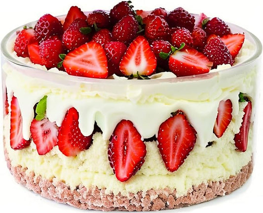 10 inch Large Salad Bowl, Trifle Bowl Glass 215OZ, Versatile Mixing and Serving Bowl for Laying Ice Cream,Cake,Cupcake,Salad,Fruit,Baking,Dessert and Party Diy, Microwave Safe