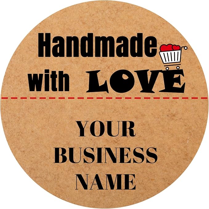 60-1000 pcs Custom Homemade with Love Sticker Tags,Personalize Business Logo Labels Thank You Kraft Label Stickers for Baking Packaging,Envelope Seals, Small Business