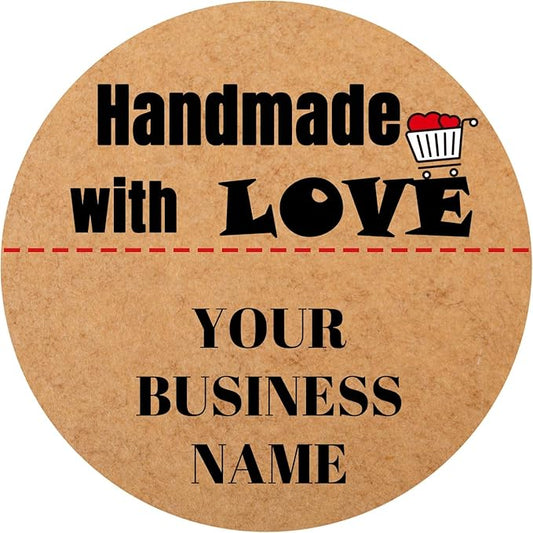 60-1000 pcs Custom Homemade with Love Sticker Tags,Personalize Business Logo Labels Thank You Kraft Label Stickers for Baking Packaging,Envelope Seals, Small Business