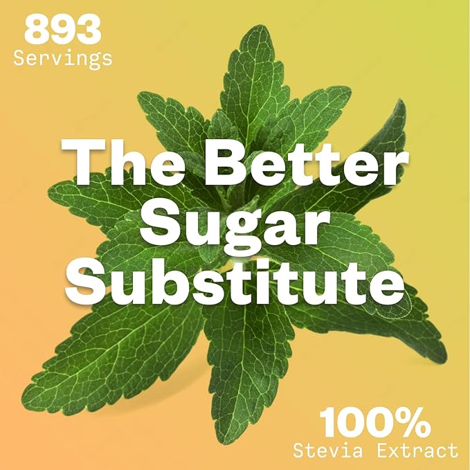 Organic Stevia Concentrated Powder, 125g, Organic Pure Stevia Powder, No Fillers, No Artificial Sweeteners, No Aftertaste, Zero Calorie Stevia Sweetener, Stevia Sugar Substitute, 4.4 oz, 846 Servings