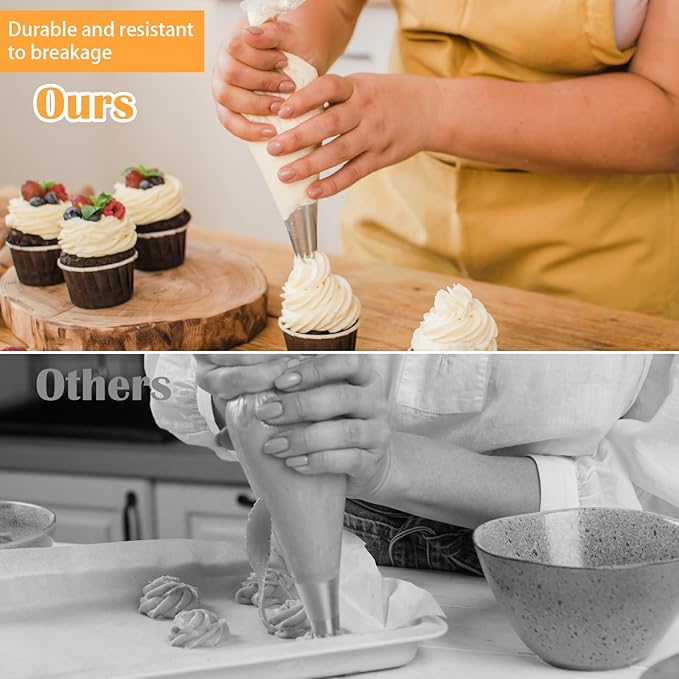 200 Pcs Piping Bags Extra Large 24 Inch Disposable Icing Bags Clear Anti Burst Pastry Bags, Thickened Non-Slip Icing Piping Bags for Frosting, Ideal for Desserts Cakes Cookie Decoration