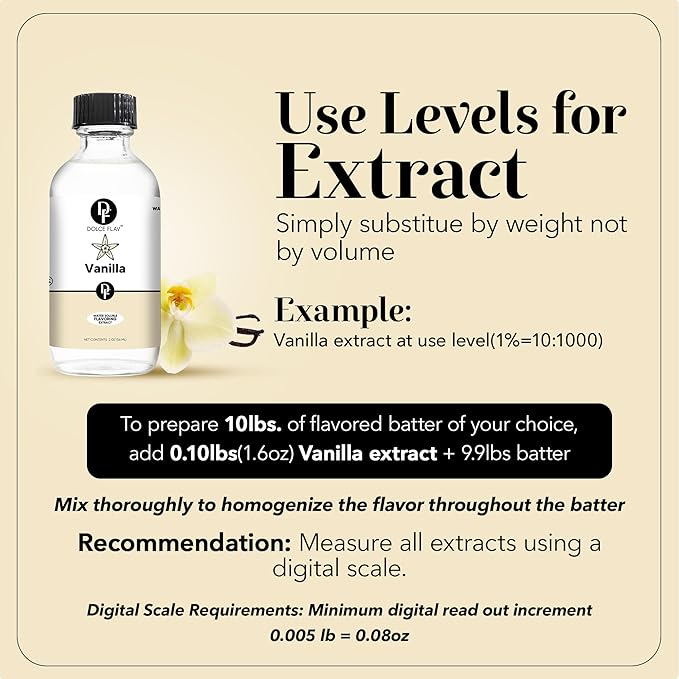 Dolce Flav Vanilla Extract 1 Gallon – 1 Gallon Water-Soluble Kosher, Sugar-Free, Concentrated Vanilla Flavoring for Baking, Cookies & Desserts