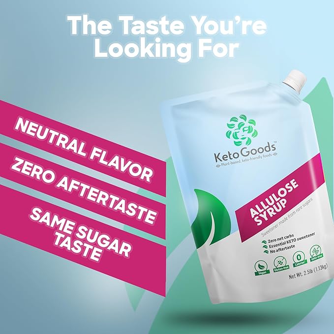 KetoGoods Allulose Simple Syrup: No carbs/calories, Keto friendly, No glycemic impact (2.5lb)