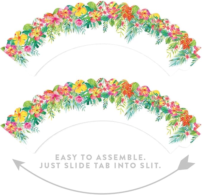 Andaz Press Party Cupcake Wrapper Decorations, Tropical Palm Leaves and Flowers, 24-Pack, For Girls 1st Birthday Baby Bridal Shower Tea Party Themed Decorations