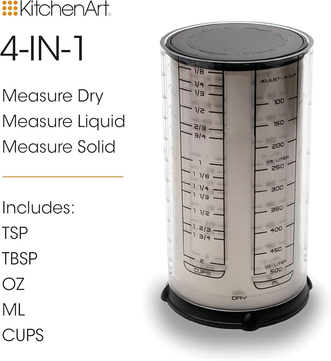 KitchenArt Professional Series 2 Cup Adjust-A-Cup, Champagne Satin, Adjustable, 1/8 to 2-Cup