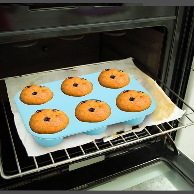 6 Cups Silicone Mini Muffin Pan Set, Nonstick Mini Cupcake Pans, 2pcs BPA Free Small Muffin Tin for Baking