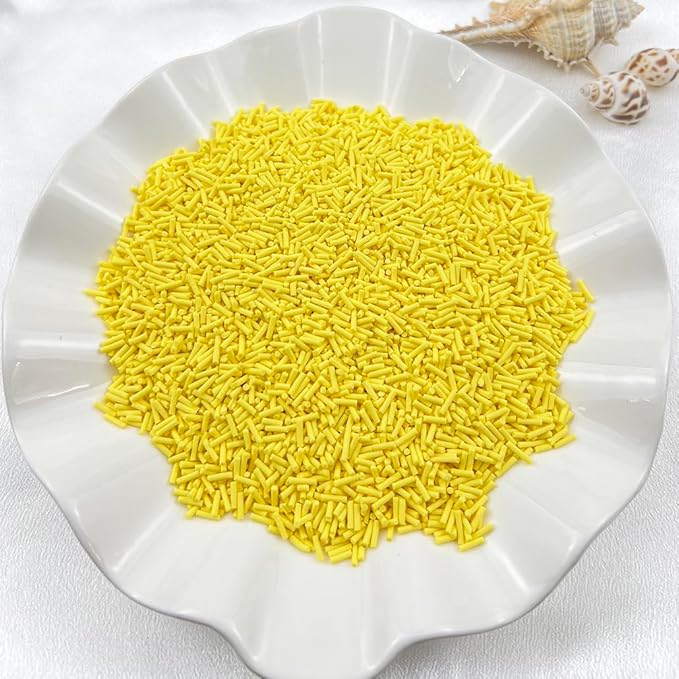 150g Fake Sprinkles Resin Sprinkles Clay Sprinkles Fake Candy Sprinkles Polymer Sprinkles Polymer Clay Slices for Resin Nail Slime Scrapbook DIY Art Crafts Making(235-yellow)