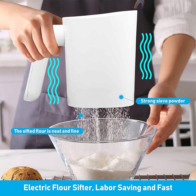 Electric Flour Sifter, Battery Operated Flour Sieve, Handheld Cooking Tool for Cooking and Pastry Baking