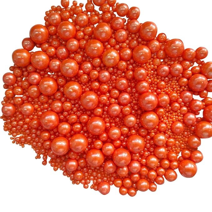 Edible Orange Sugar Pearls Candy Sprinkles 120G/ 4.23Ounce Baking Cake Sprinkles Cupcake and Cake Topper Cookie Decorations Wedding Party Valentines Halloween Christmas Supplies