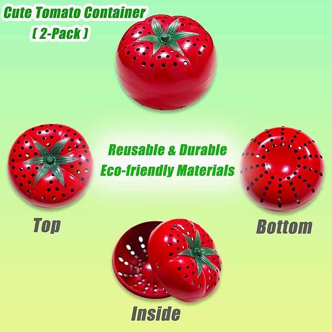 Refrigerator Deodorizer, Baking Soda Odor Absorber, 2 Reusable Baking Soda Holder and 6-Pack Baking Soda, Cute Tomato Baking Soda Container, Kitchen Gadgets