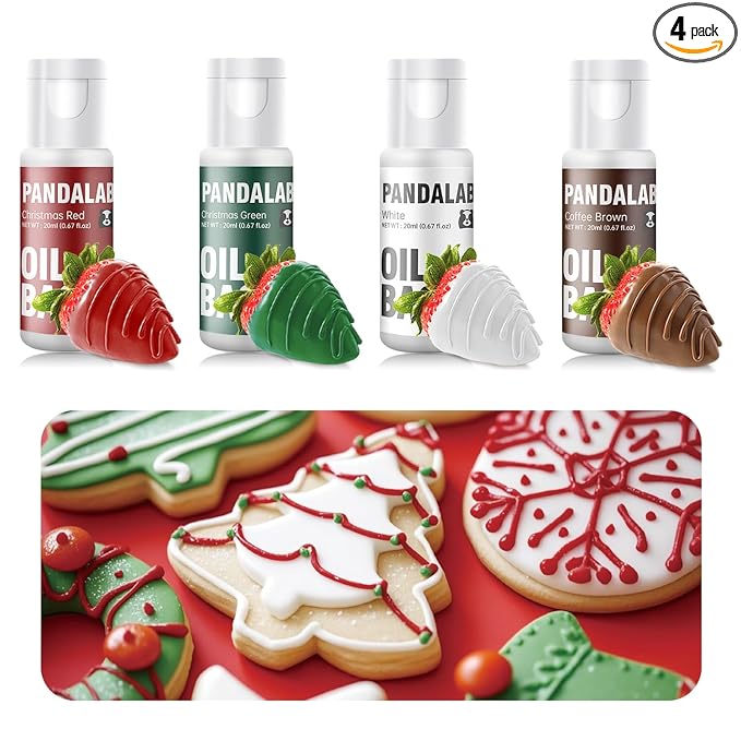 Oil Based Food Coloring for Chocolate - Christmas Red Christmas Green White Edible Baking Food Dye for Chocolate, Candy Melts, Cakepops, Cakesicles, Donuts - 0.67 Fl.Oz Bottles