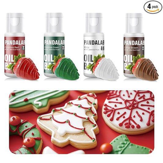 Oil Based Food Coloring for Chocolate - Christmas Red Christmas Green White Edible Baking Food Dye for Chocolate, Candy Melts, Cakepops, Cakesicles, Donuts - 0.67 Fl.Oz Bottles