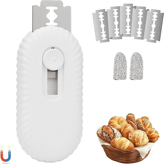 UFO Non-Slip Bread Lame - Professional Dough Scoring Tool with 5 Razor Blades,Sourdough Scorer Kit for Artisan Bread Baking,Including User Manual (Ripple White)