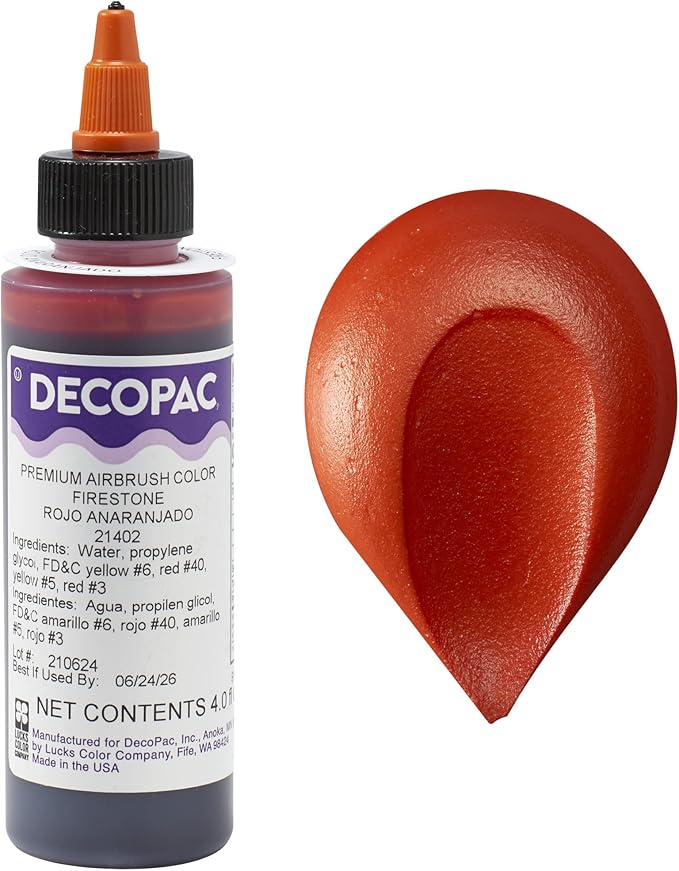 DECOPAC Food Coloring, Airbrush Food Color, Edible Airbrush For Cake Decorating, Cookie Airbrush Coloring, Food Airbrush Kit Add-on, Airbrushes For Cake Decorating 4 Fl Oz - Firestone