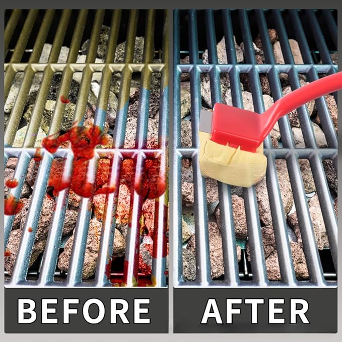 BBQ Grill Brush Bristle Free - Safe Reinforced Barbecue Cleaning Tools Scraper with Replaceable Head Cleaner - Gifts for Men/Dad
