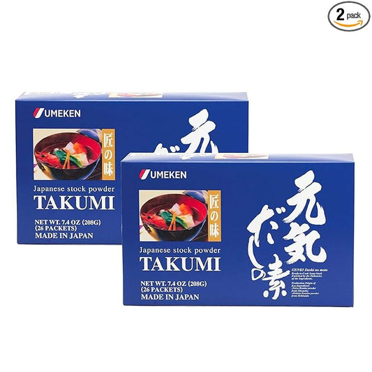 Umeken Takumi Stock Powder, Dashi Japanese Packets for Flavoring your Meals, Umami, Japanese Bonito & Dashi Seasoning Powder with 4 Portions per Packet, No MSG Added, 26 Packets, 7.4 oz Box, Pack of 2