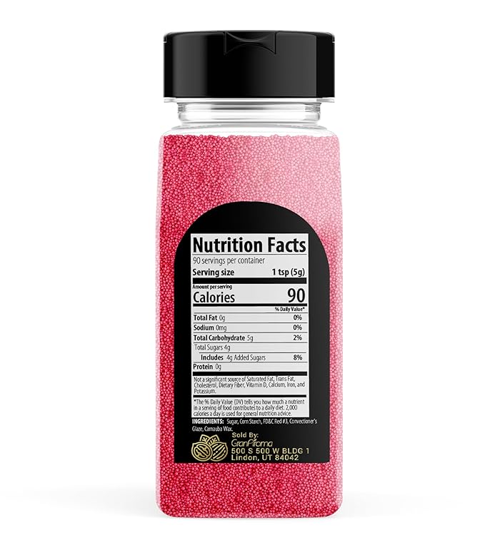 GranAroma Pink Nonpareils, 1 lb, Decorative Sprinkles, Cakes & Cookies, Bakery Staple
