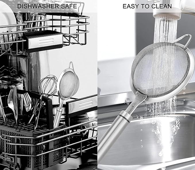 Flour Sifter Stainless Steel Round Sifter for Baking Cake Bread Colanders and Food Strainers