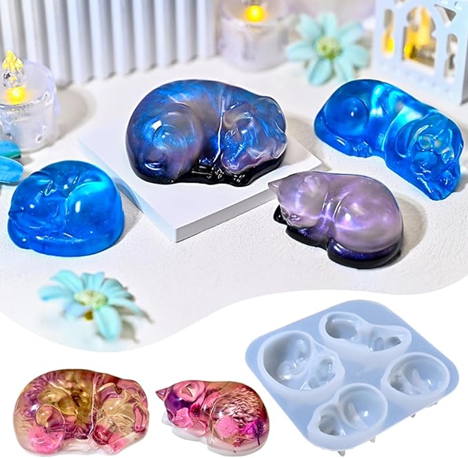 Cat and Dog Resin Silicone Mold, 3D Animal Epoxy Casting Molds, Resin Pet Memorial Statue for The Preservation of Animal Hair and Ashes, Pet Parents Souvenir,DIY Home Decorations, Art Crafts, Gift