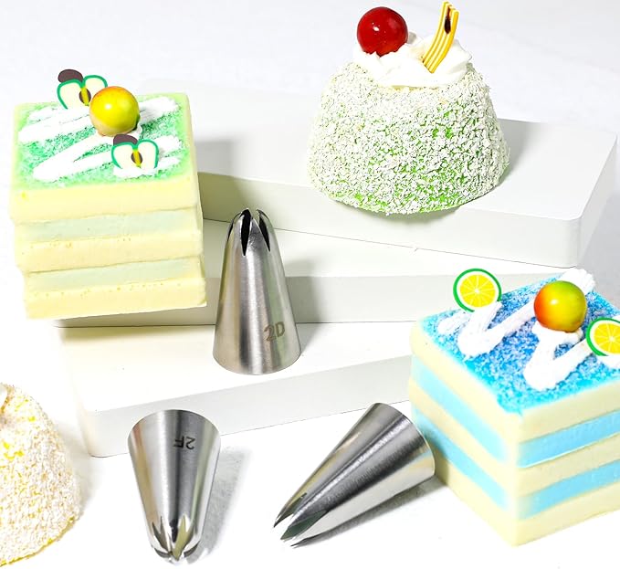 3pcs 1M 2D 2F Cake Piping Tips, Decorating Supplies, Nozzles for Buttercream, Icing, Birthday Cakes, Cupcakes - Baking Tools for DIY Art